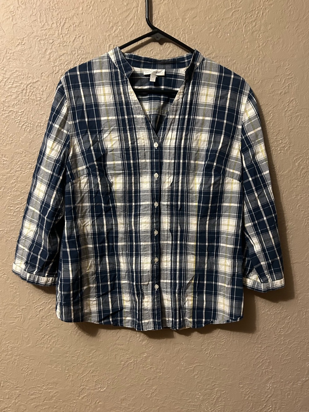 Fashion Bug Blue and White Plaid Button-Front Shirt